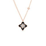 Roberto Coin Venetian Princess Large Flower Black Jade & Diamond Long Necklace-Roberto Coin Venetian Princess Large Flower Black Jade & Diamond Long Necklace