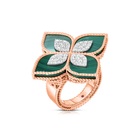 Roberto Coin Venetian Princess Large Malachite & Diamond Ring-Roberto Coin Venetian Princess Large Malachite & Diamond Ring