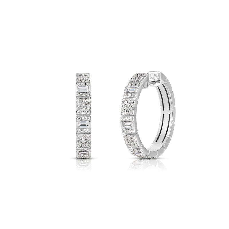 Roberto Coin Obelisco Mixed Cut Diamond Hoop Earrings-Roberto Coin Obelisco Mixed Cut Diamond Hoop Earrings