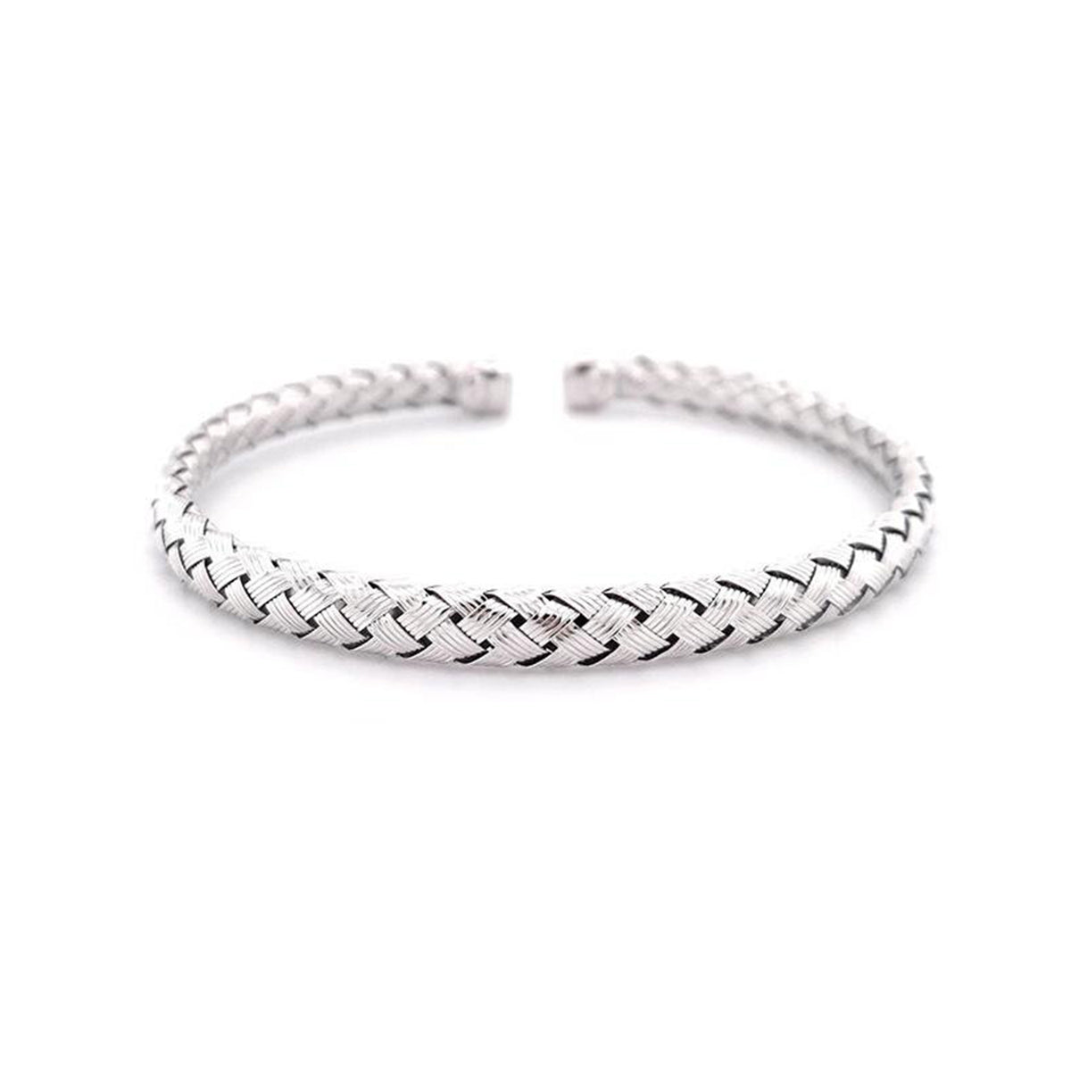 White Gold Weave Bangle