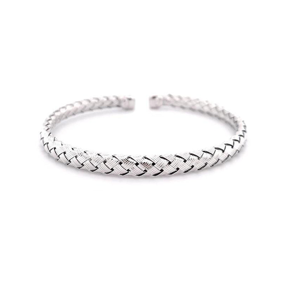 White Gold Weave Bangle