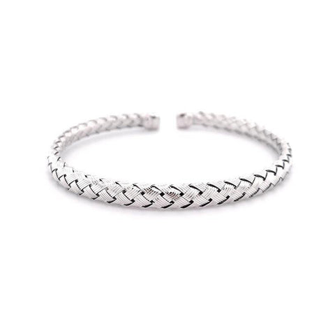 White Gold Weave Bangle-White Gold Weave Bangle