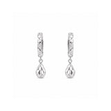 White Gold Diamond-Cut Gold Dangling Earrings-White Gold Diamond-Cut Gold Dangling Earrings