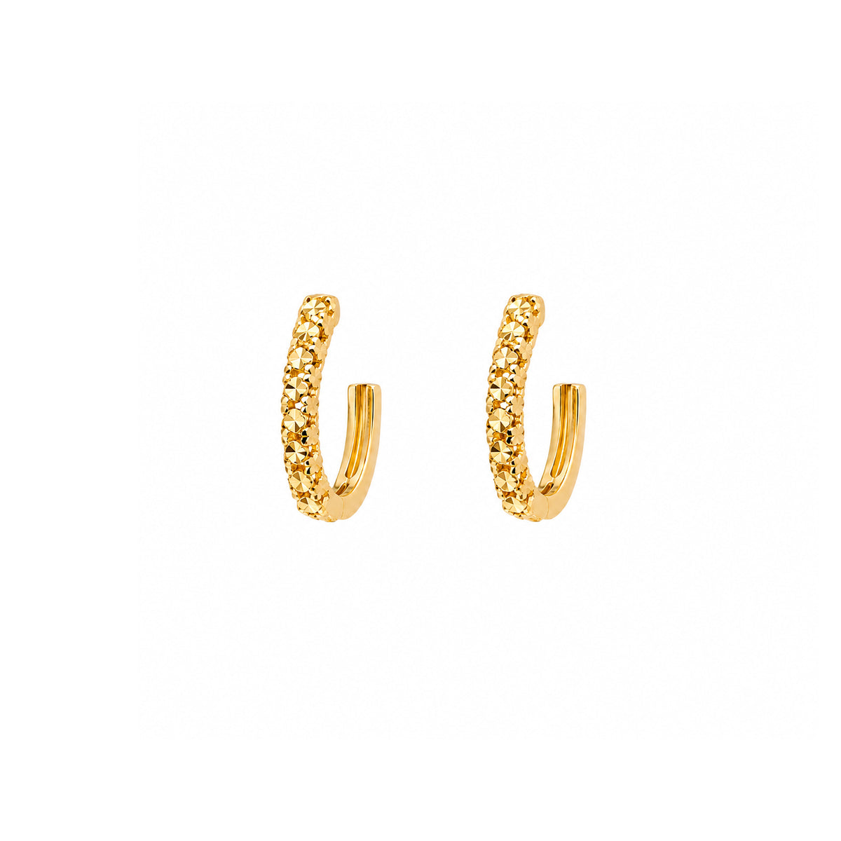 Small Yellow Gold Hoop Earrings with Diamond Cut