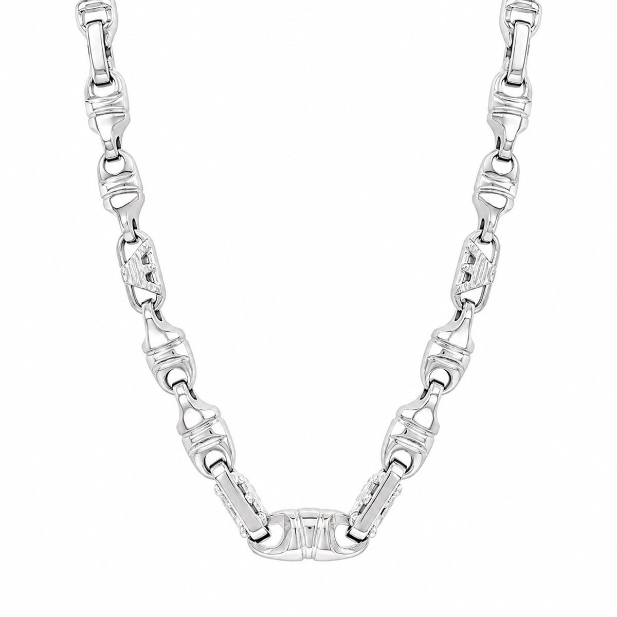 White Gold Hollow Link Chain 34"