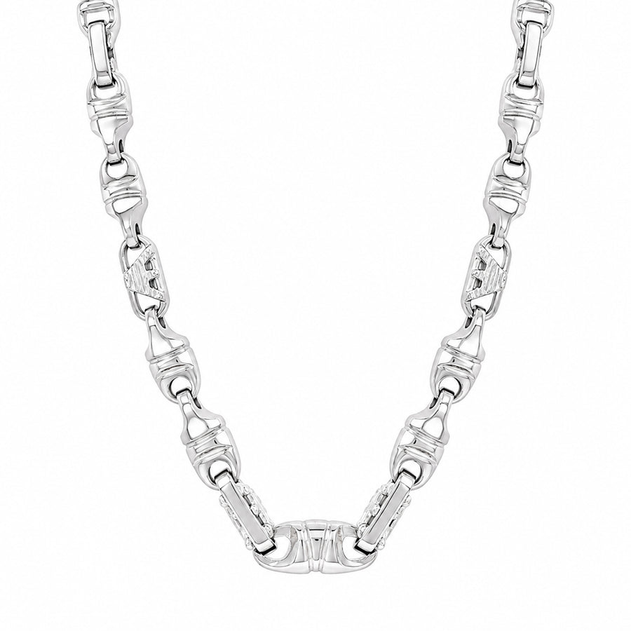 White Gold Hollow Link Chain 34"