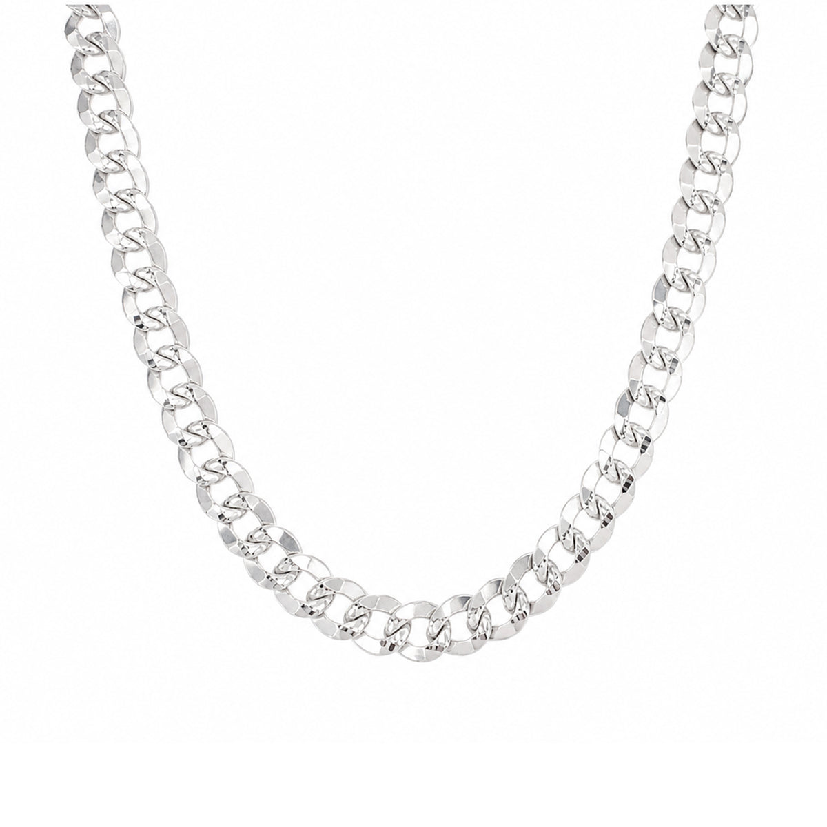 White Gold Flat Link Gold Chain 28"