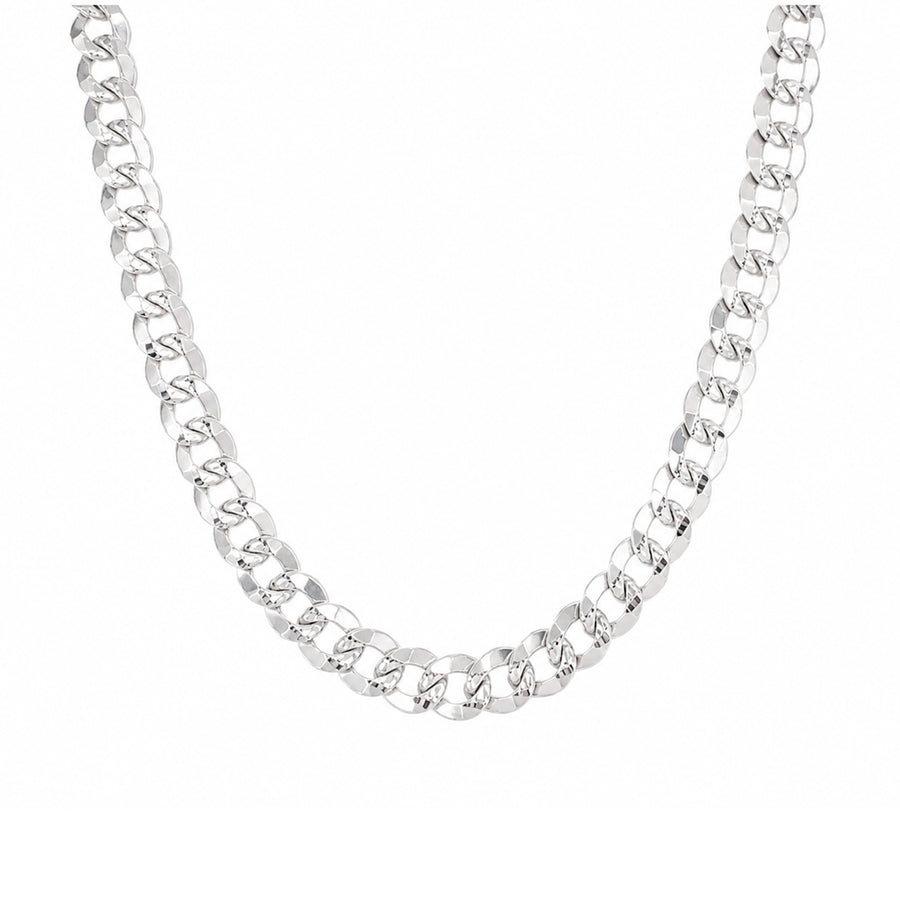 White Gold Flat Link Gold Chain 28"