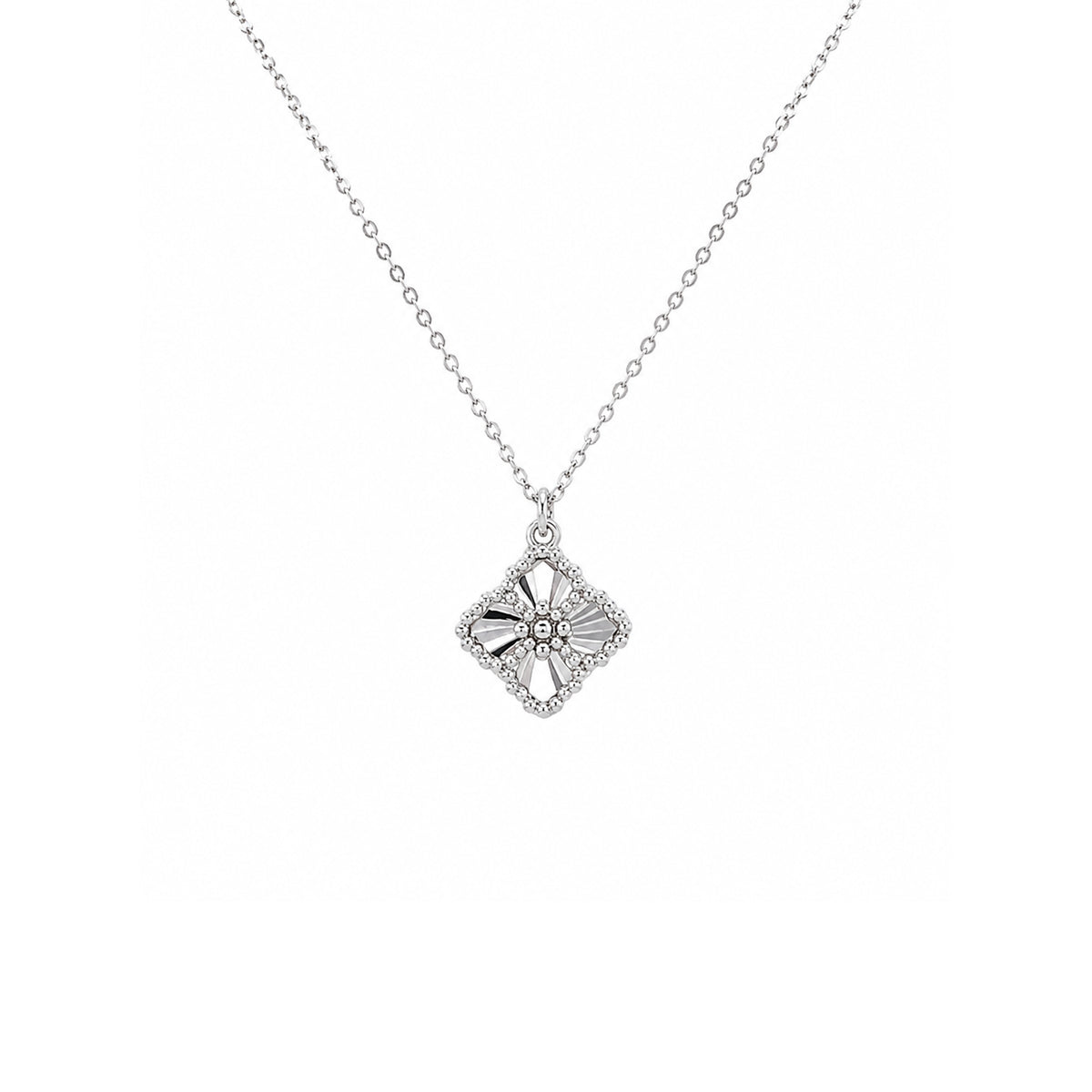 White Gold Clover Pendant and Chain