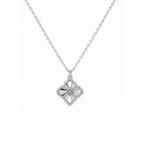 White Gold Clover Pendant and Chain-White Gold Clover Pendant and Chain