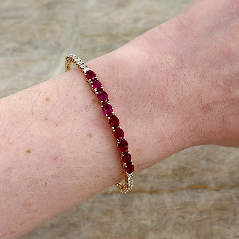Ruby Diamond Halfway Bangle-Ruby Diamond Halfway Bangle