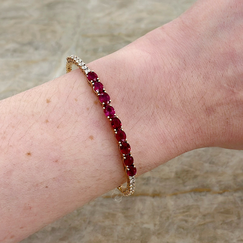 Ruby Diamond Halfway Bangle-Ruby Diamond Halfway Bangle