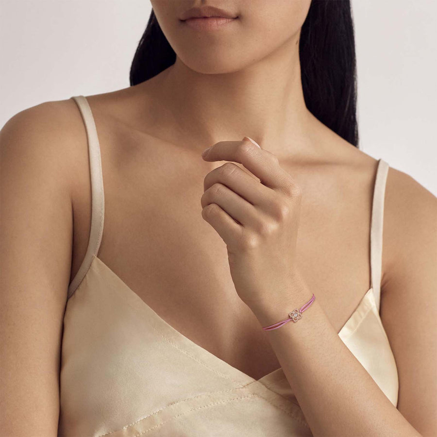 De Beers Enchanted Lotus Cord Bracelet 18 karat rose gold with diamond.