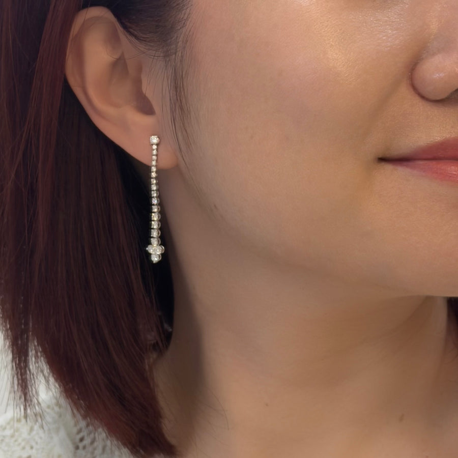 Long Diamond Drop Earrings