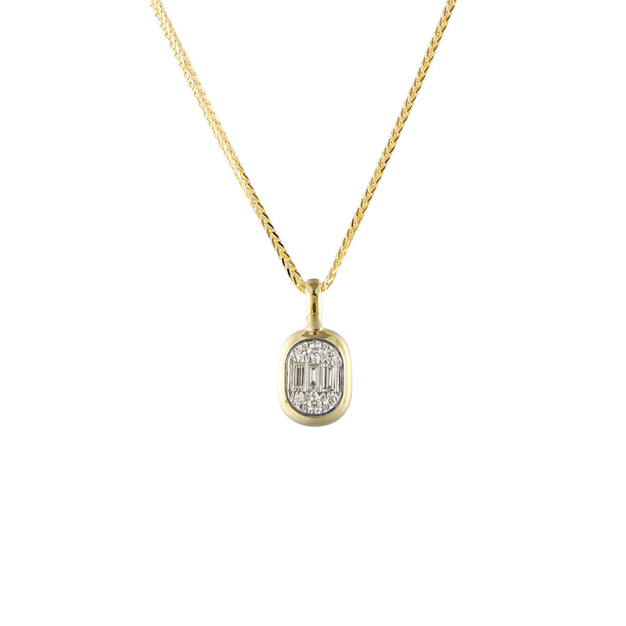 Shy Creation Diamond Baguette Pendant Necklace 0.10 CT