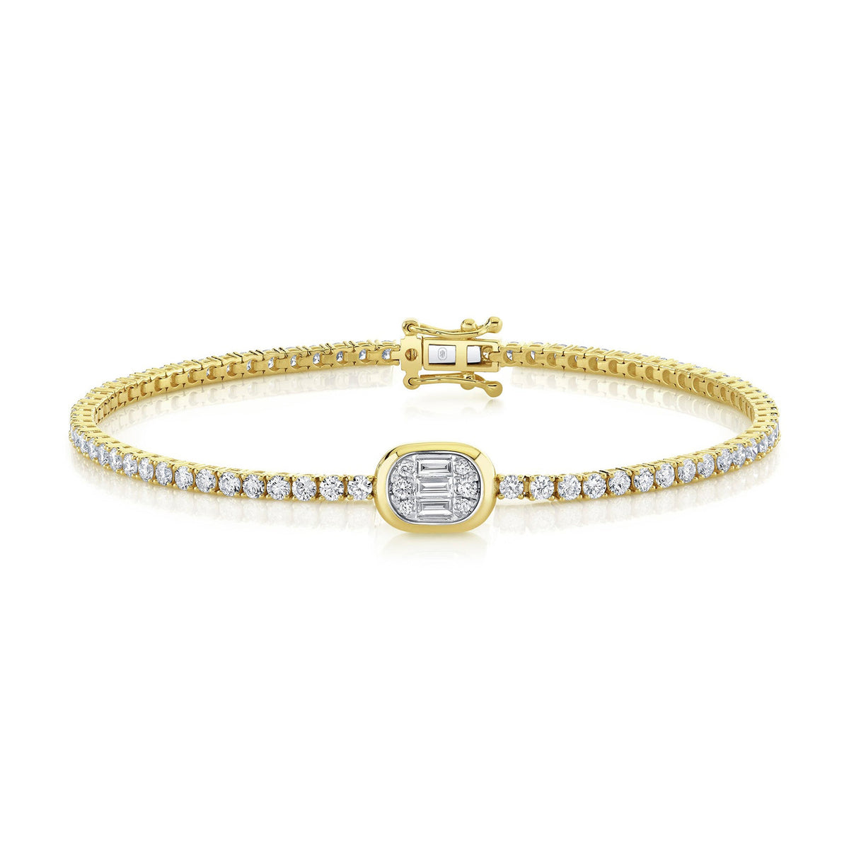 Shy Creation Diamond Baguette Bracelet 2.80 CT