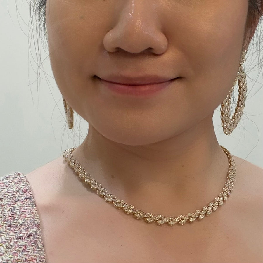Triple Row Marquise Cut Diamond Necklace