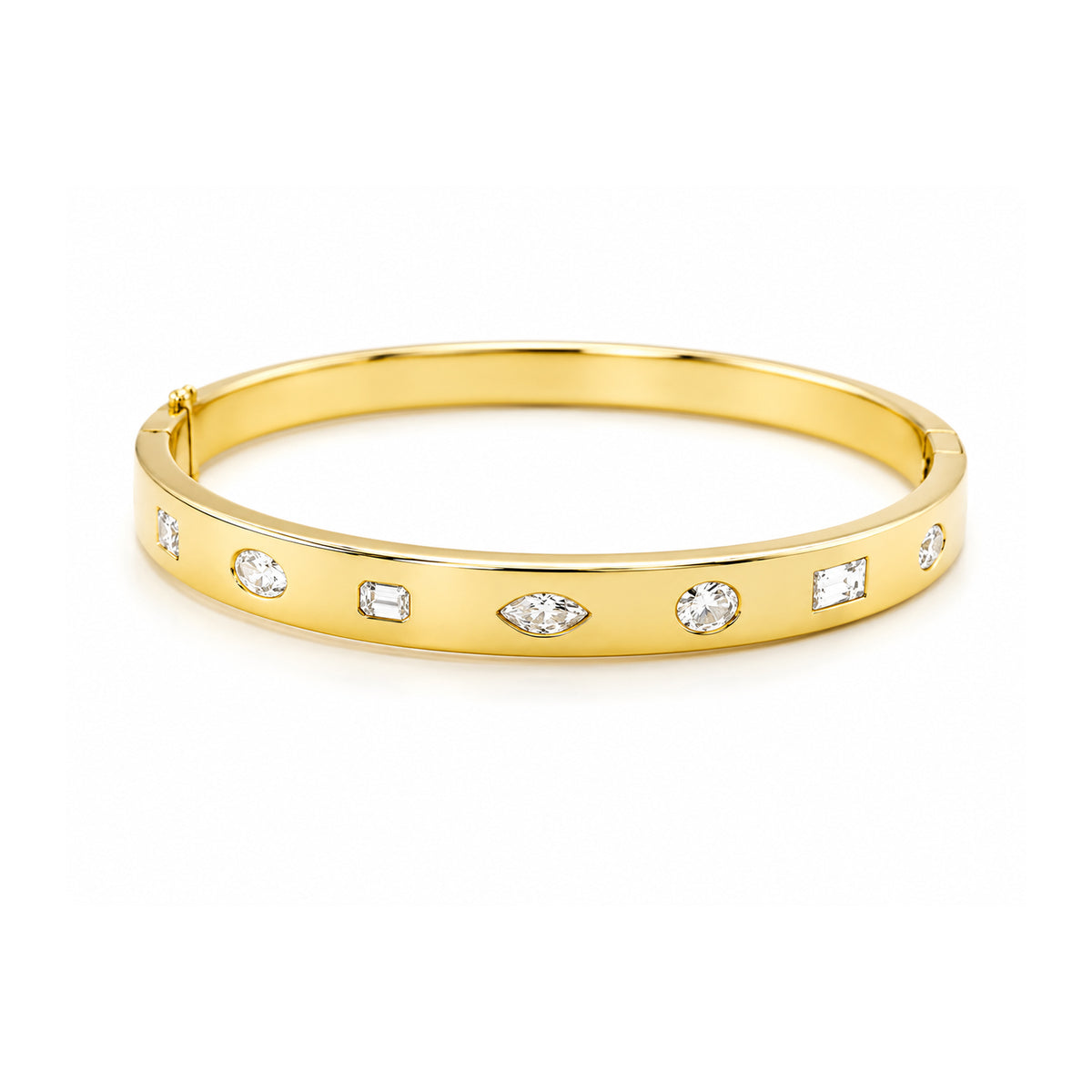 Kwiat Mixed-Shape Flush-Set Diamond Hinged Bangle