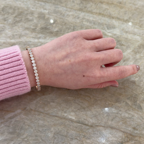 Diamond Halo Halfway Bangle-Diamond Halo Halfway Bangle