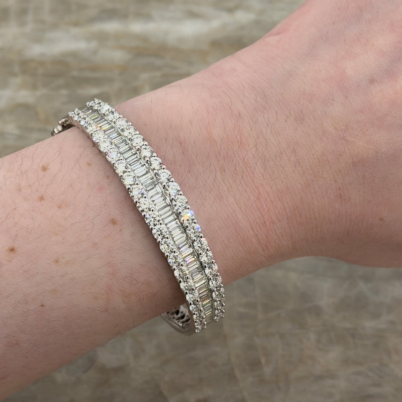 Multi Row Diamond Halfway Bangle-Multi Row Diamond Halfway Bangle