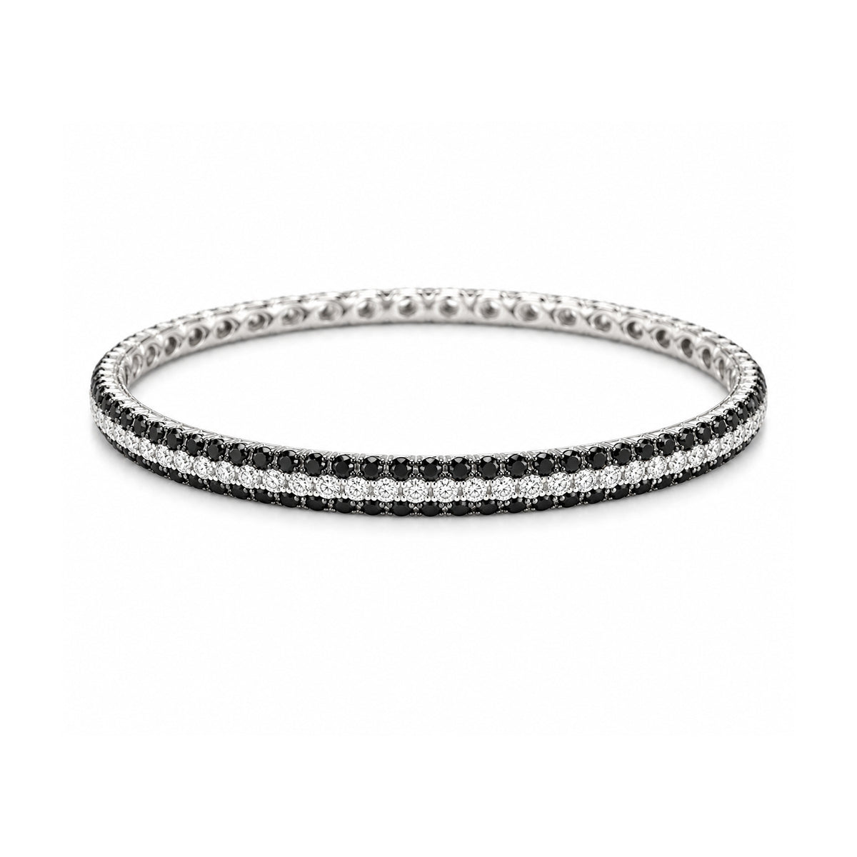 Pave Black and White Diamond Eternity Bangle