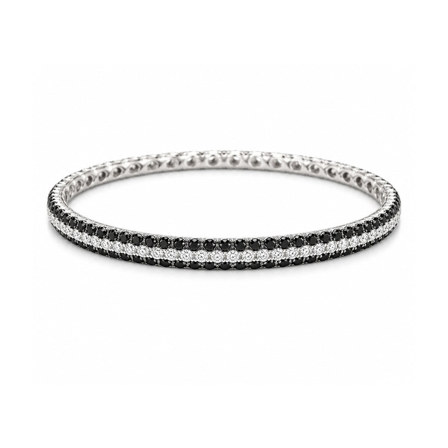 Pave Black and White Diamond Eternity Bangle