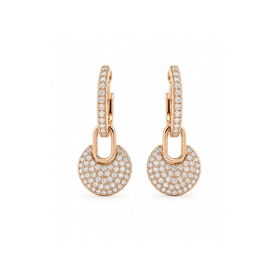 Diamond Huggie Earrings with Charms