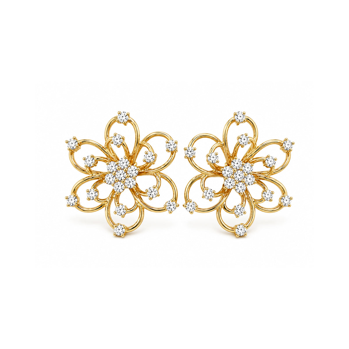 Diamond Flower Earrings