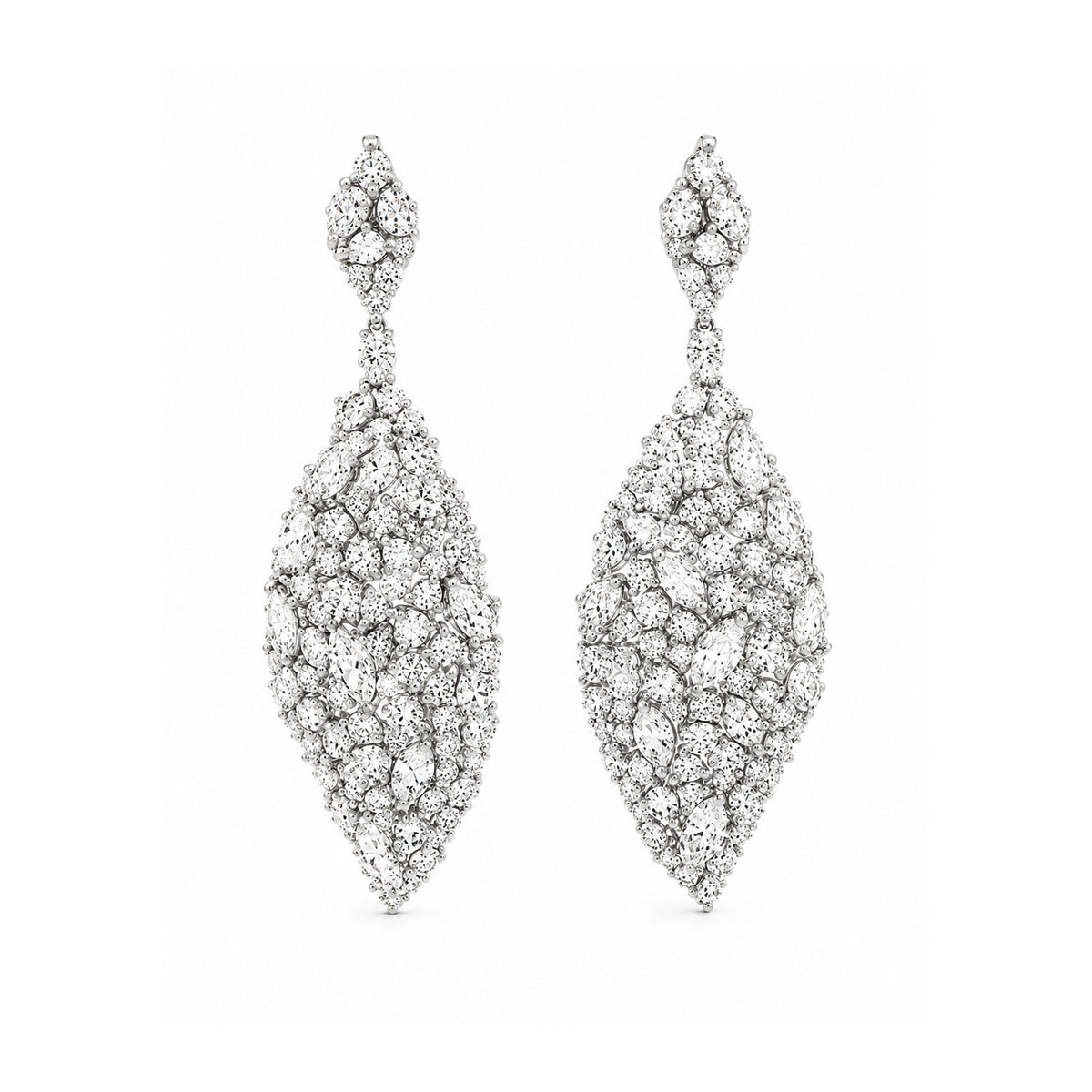Mixed Marquise & Round Diamond Mosaic Drop Earrings