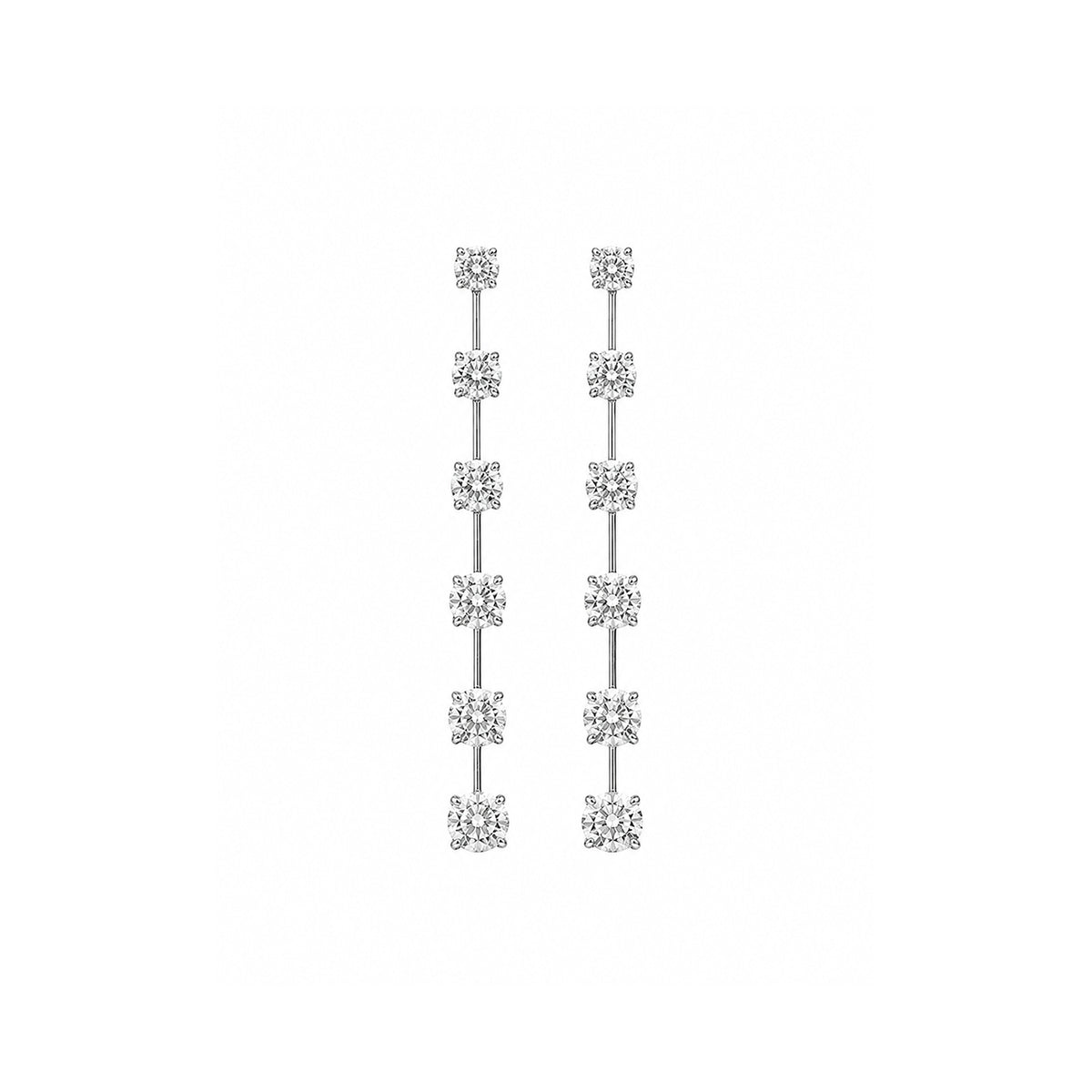 Graduated Diamond Linear Drop Earrings