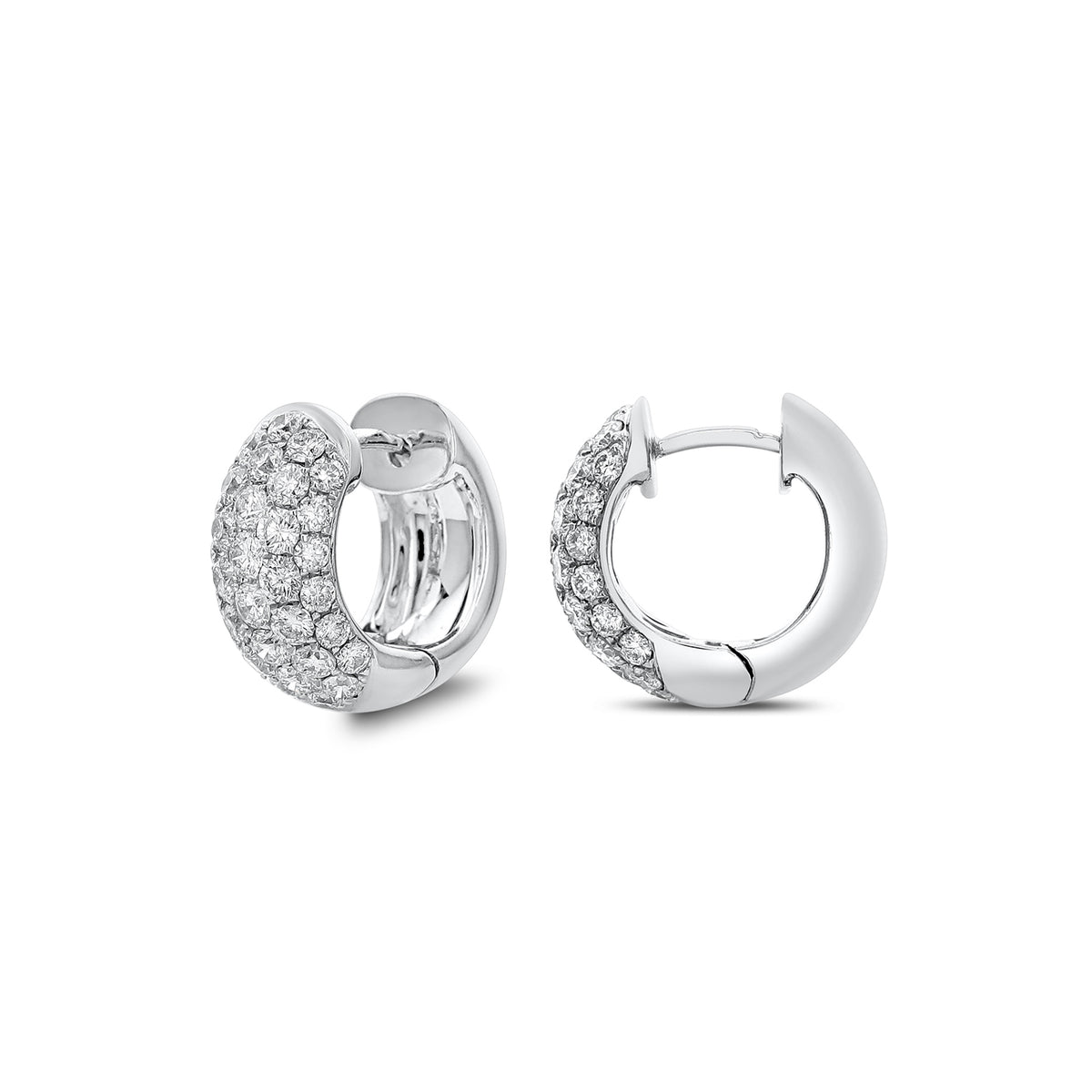 Multi-Row Pavé Diamond Domed Huggie Earrings