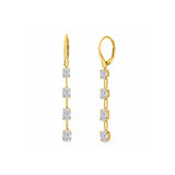 Yellow Gold Oval Cut Diamond Linear Drop Earrings-Yellow Gold Oval Cut Diamond Linear Drop Earrings