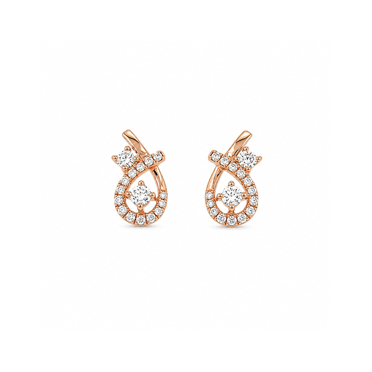18K Rose Gold Diamonds Earrings. Diamonds approximately 0.31 total carat weight.