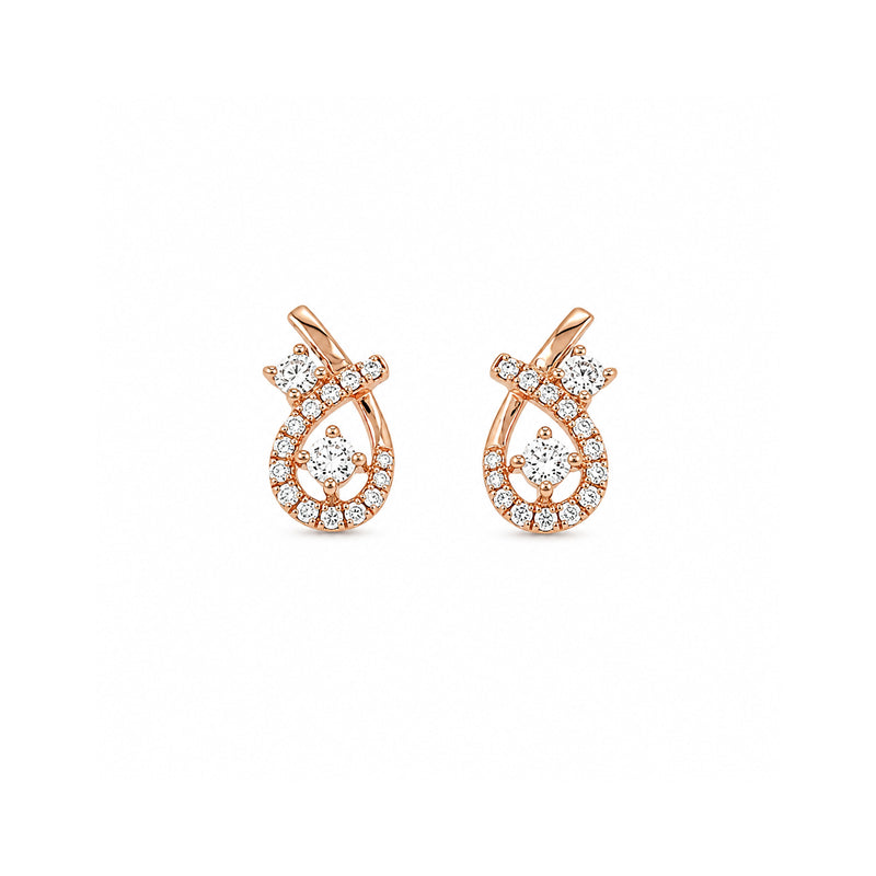 Open Teardrop Diamond Stud Earrings-18K Rose Gold Diamonds Earrings. Diamonds approximately 0.31 total carat weight.