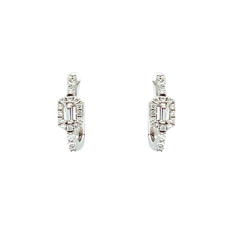 Diamond Huggie Earrings-Diamond Huggie Earrings in 18 karat white gold with diamonds totaling 0.29 carats.