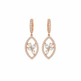 Open Marquise Floral Cluster Drop Huggie Earrings-Open Marquise Floral Cluster Drop Huggie Earrings