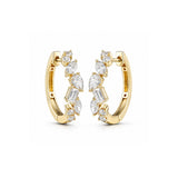 Mixed Shape Diamond Huggies Earrings-Mixed Shape Diamond Huggies Earrings