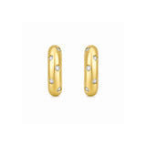 Yellow Gold Scattered Flush-Set Diamond Thick Hoop Earrings-Yellow Gold Scattered Flush-Set Diamond Thick Hoop Earrings