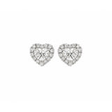 Heart Brilliant Cut Diamond Halo Stud Earrings-Heart Brilliant Cut Diamond Halo Stud Earrings
