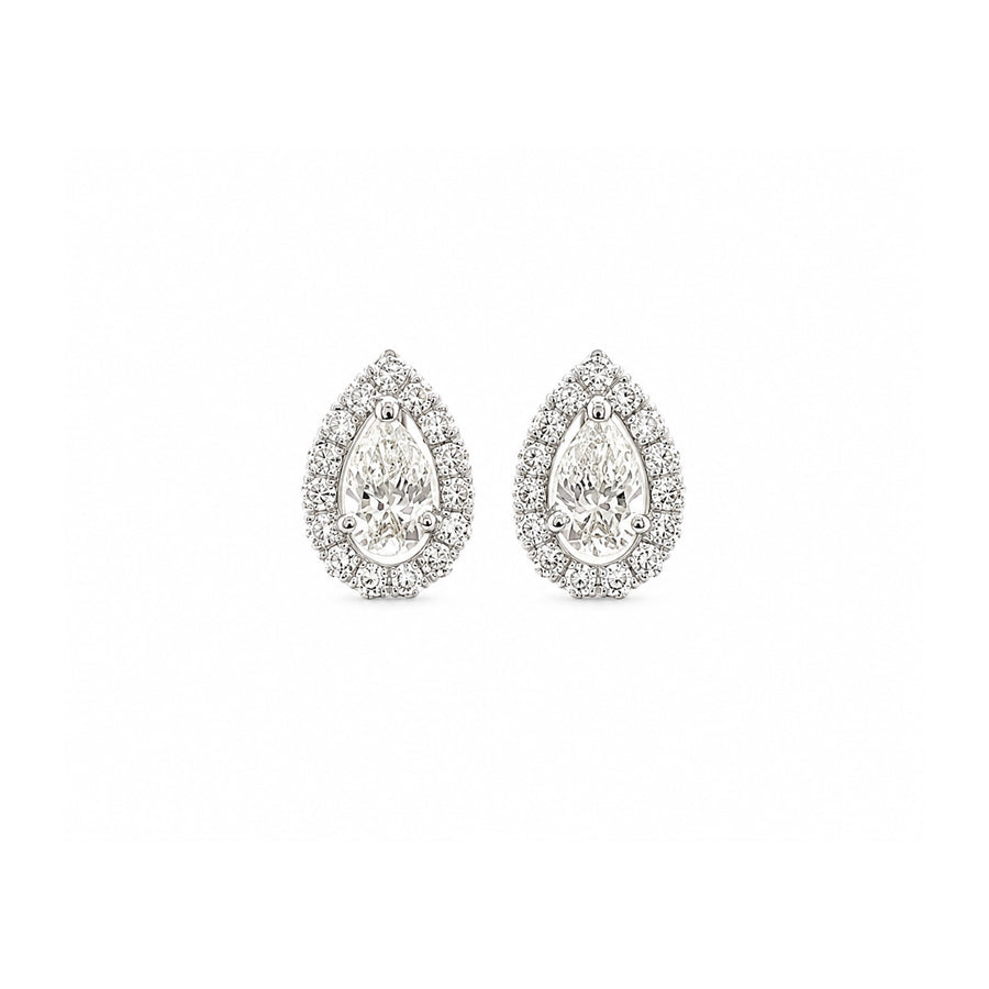 Pear Brilliant Cut Diamond Stud Earrings