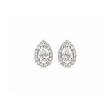 Pear Brilliant Cut Diamond Halo Stud Earrings-Pear Brilliant Cut Diamond Stud Earrings