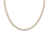 East-West Emerald Cut Diamond Tennis Necklace-East-West Emerald Cut Diamond Tennis Necklace