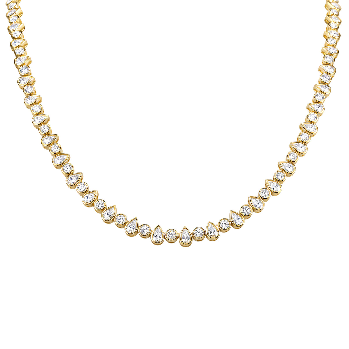 Pear and Round Cut Diamond Necklace