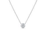 White Gold Round Bezel-Set Solitaire Diamond Pendant Necklace-White Gold Round Bezel-Set Solitaire Diamond Pendant Necklace