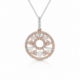 Pink and White Diamond Medallion Pendant and Chain-Pink and White Diamond Medallion Pendant and Chain