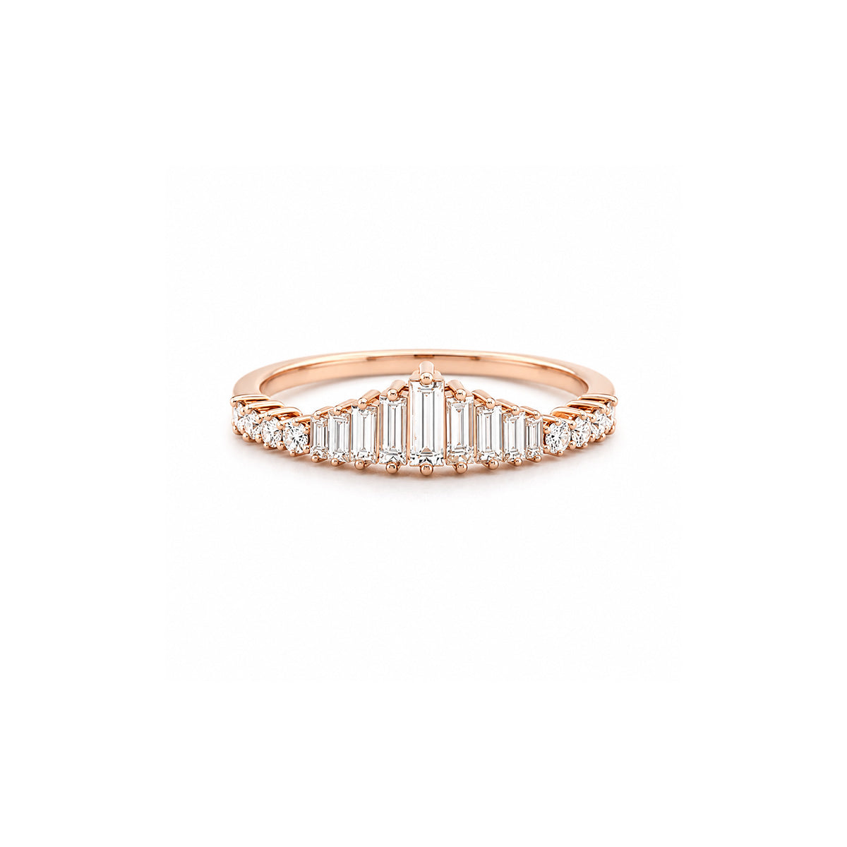 Tapered Baguette Tiara Diamond Stacking Ring