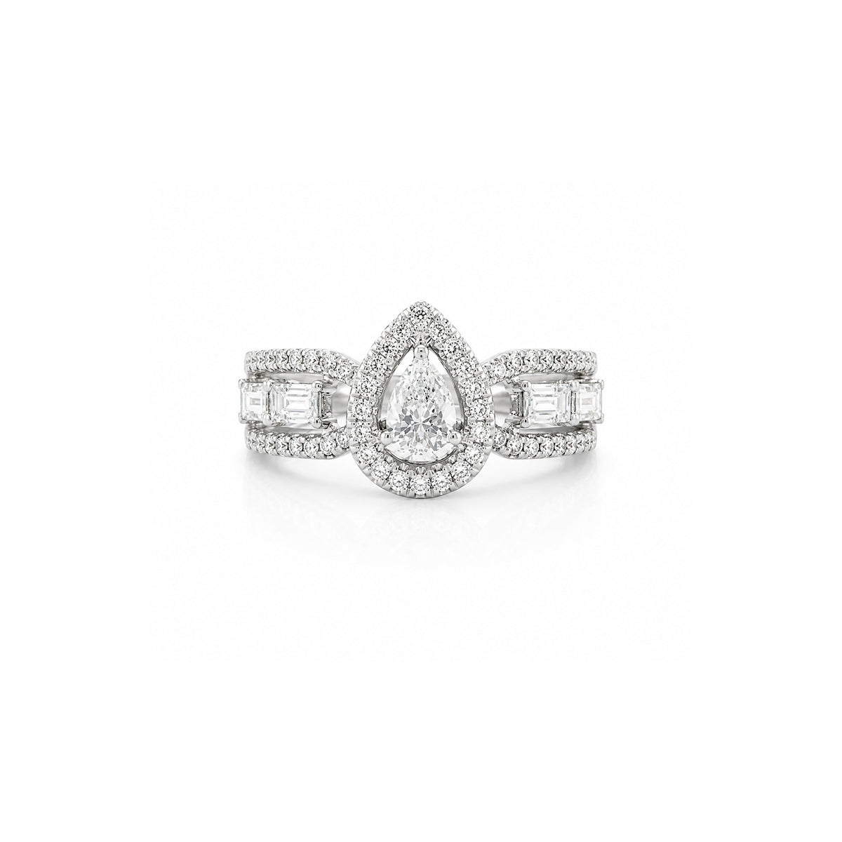 Pear Brilliant Cut Diamond Halo Ring