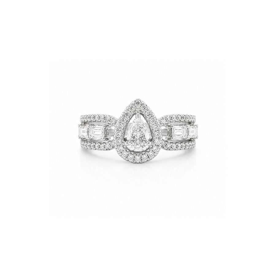 Pear Brilliant Cut Diamond Halo Ring