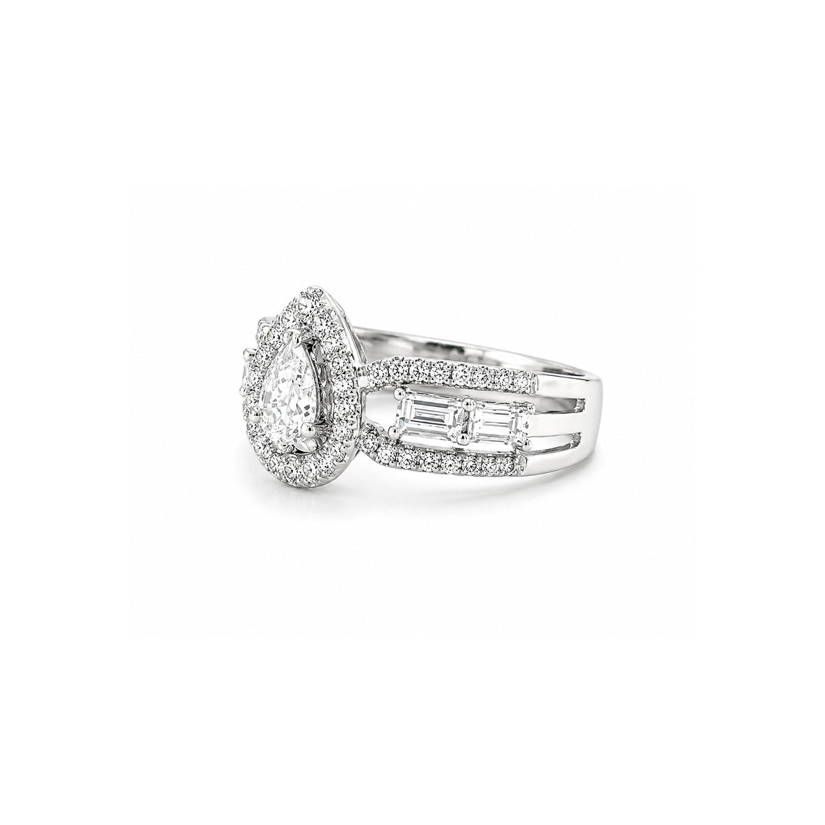 Pear Brilliant Cut Diamond Halo Ring