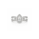 Pear Brilliant Cut Diamond Halo Ring-Pear Brilliant Cut Diamond Halo Ring